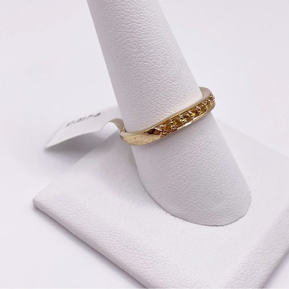 JTV Cubic Zirconia Gold Band Ring over Sterling Silver